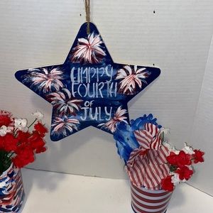 Fireworks Sign Fourth of July  for Wall or Door Hand Painted